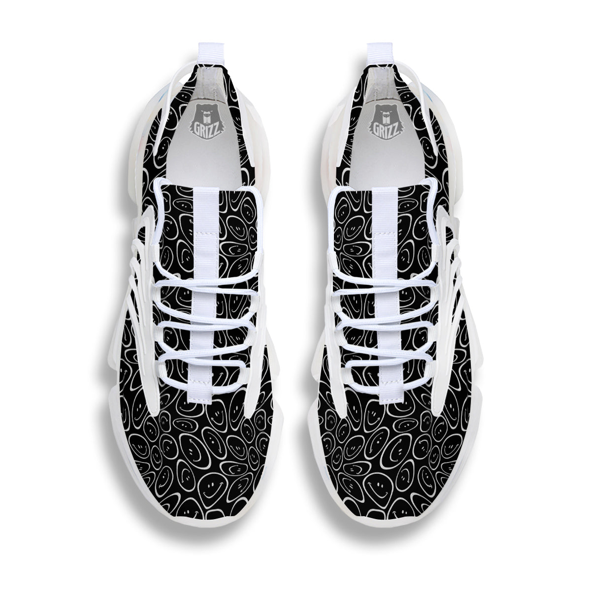 Trippy Psychedelic Dark Print White Gym Shoes-grizzshop