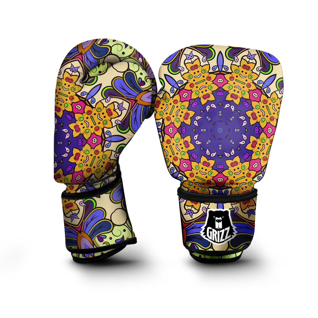 Trippy Psychedelic Ethnic Print Boxing Gloves-grizzshop