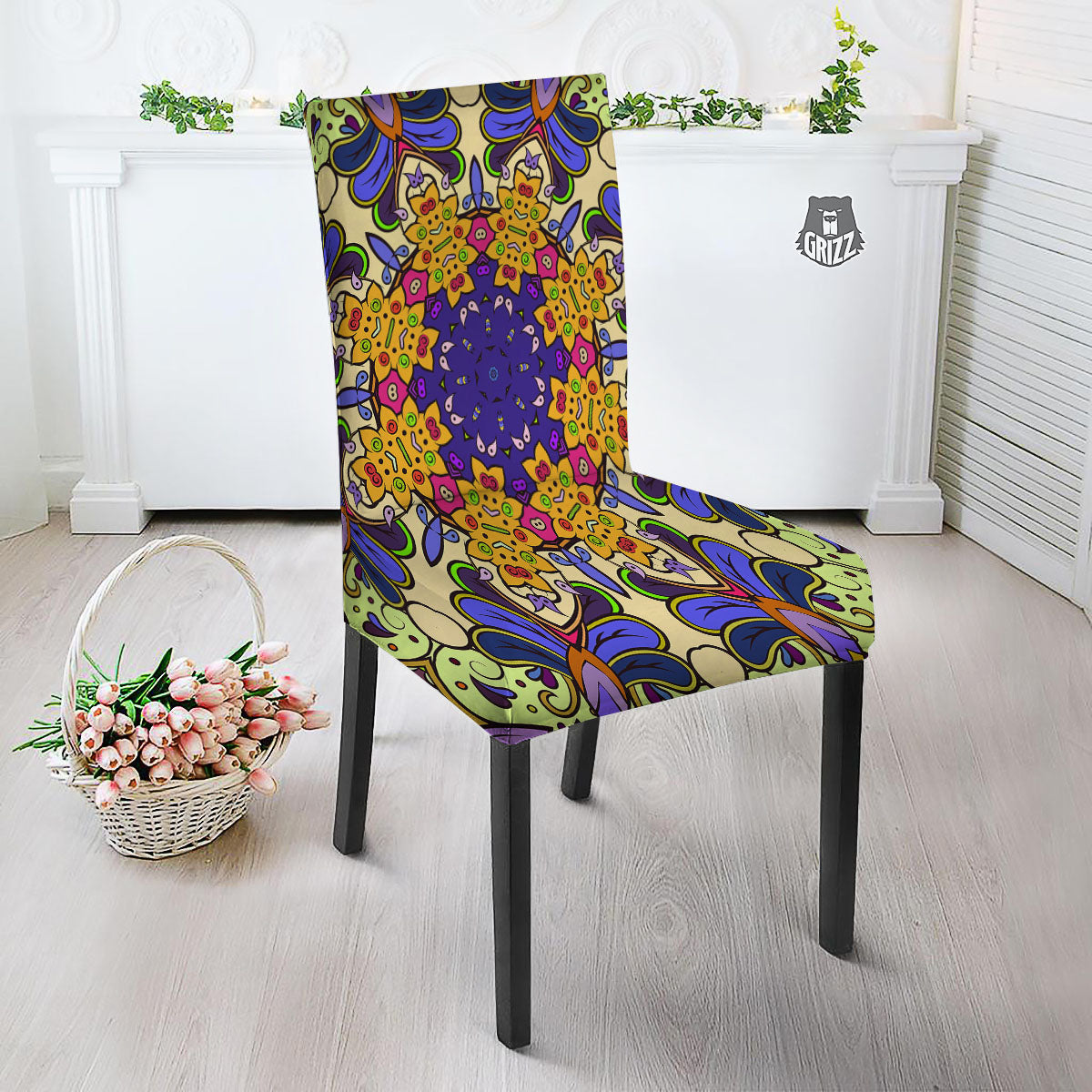 Trippy Psychedelic Ethnic Print Dining Chair Slipcover-grizzshop