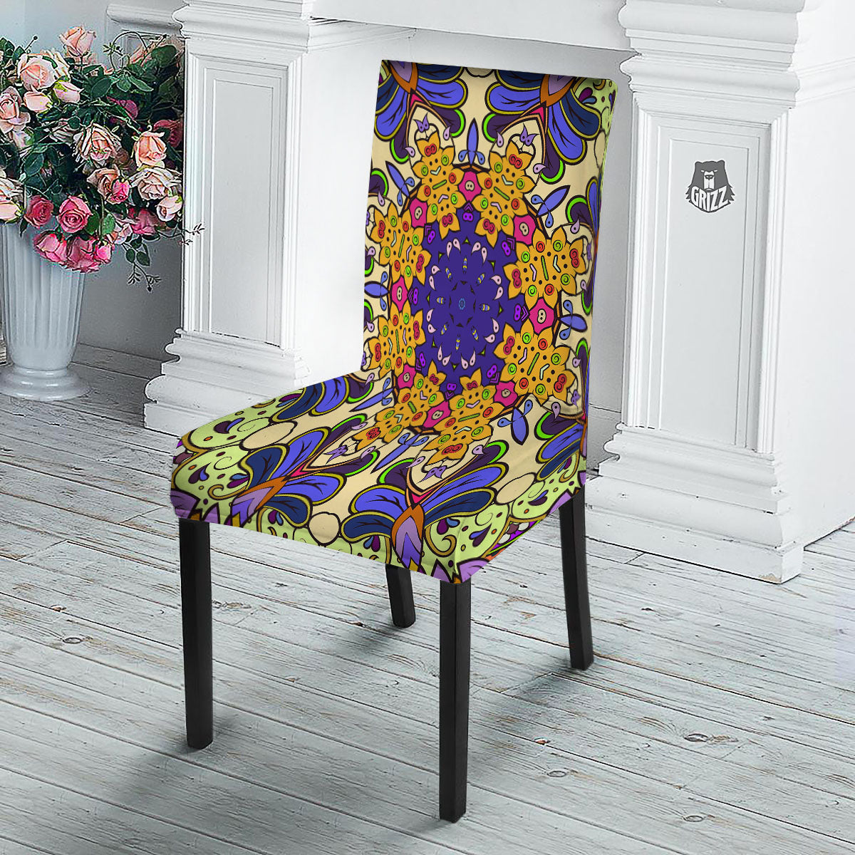 Trippy Psychedelic Ethnic Print Dining Chair Slipcover-grizzshop
