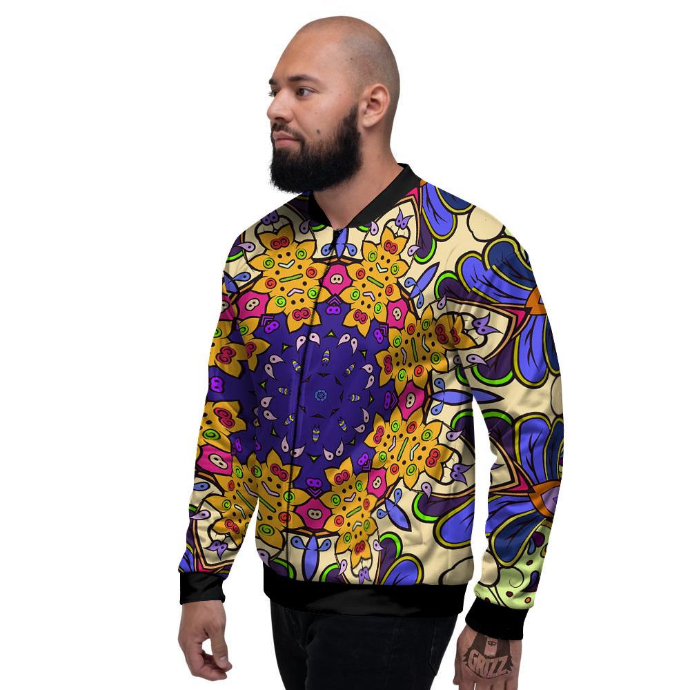 Trippy Psychedelic Ethnic Print Men's Bomber Jacket-grizzshop