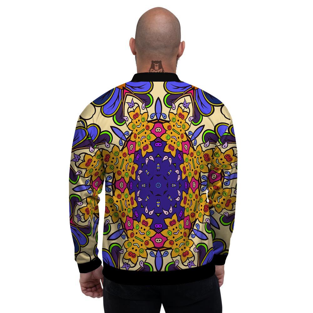 Trippy Psychedelic Ethnic Print Men's Bomber Jacket-grizzshop