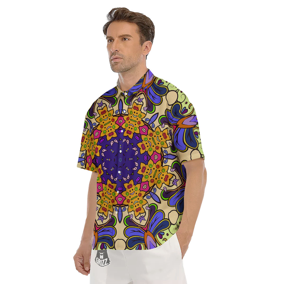 Trippy Psychedelic Ethnic Print Men's Short Sleeve Shirts-grizzshop