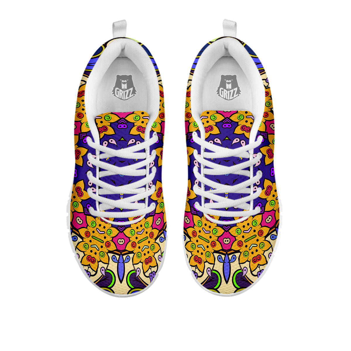 Trippy Psychedelic Ethnic Print White Sneaker-grizzshop