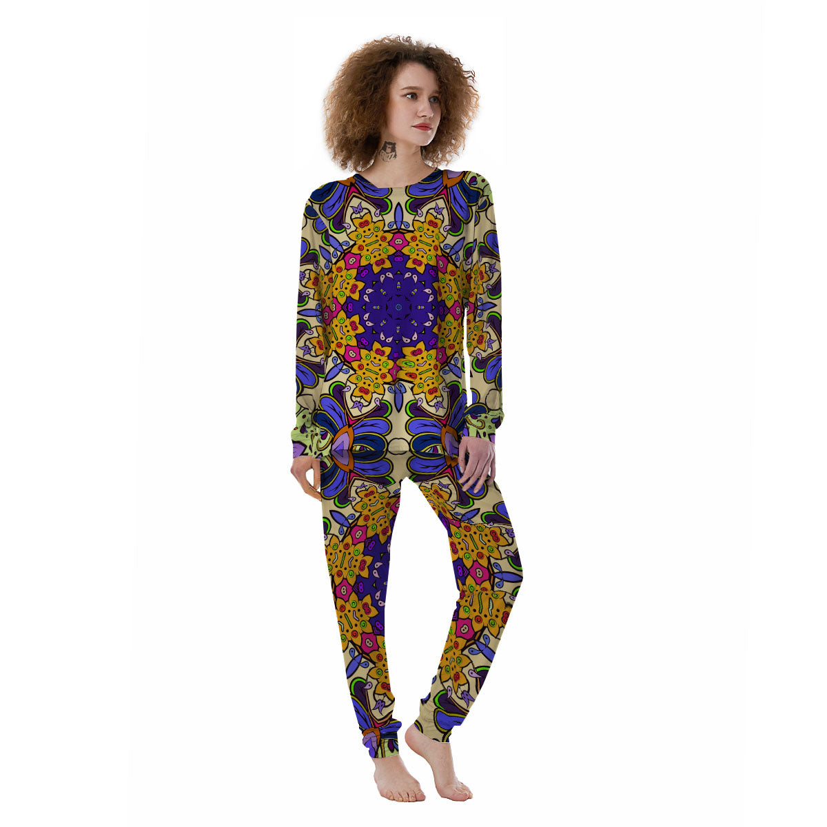 Trippy Psychedelic Ethnic Print Women's Pajamas-grizzshop
