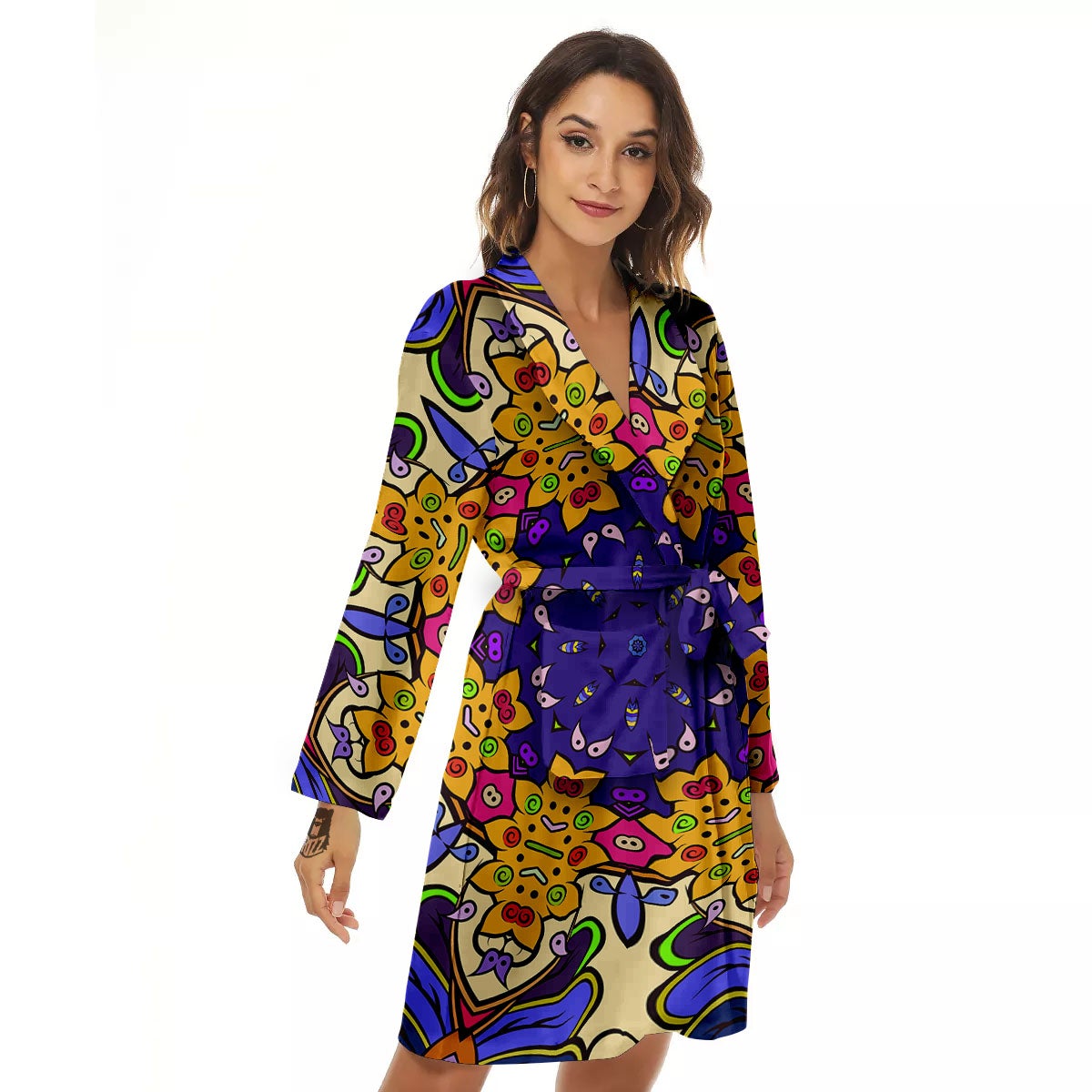 Trippy Psychedelic Ethnic Print Women's Robe-grizzshop
