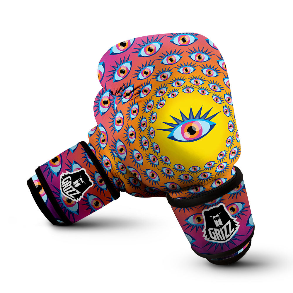 Trippy Psychedelic Eyes Print Boxing Gloves-grizzshop