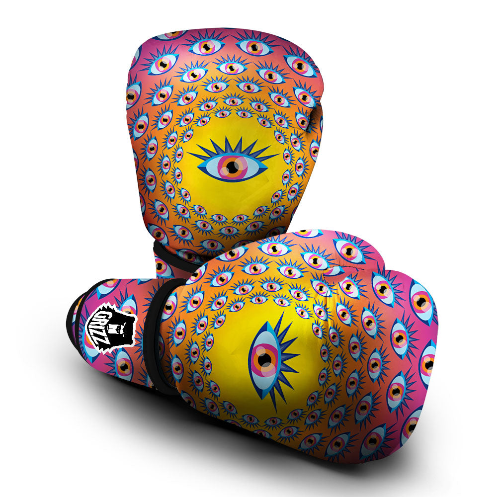 Trippy Psychedelic Eyes Print Boxing Gloves-grizzshop