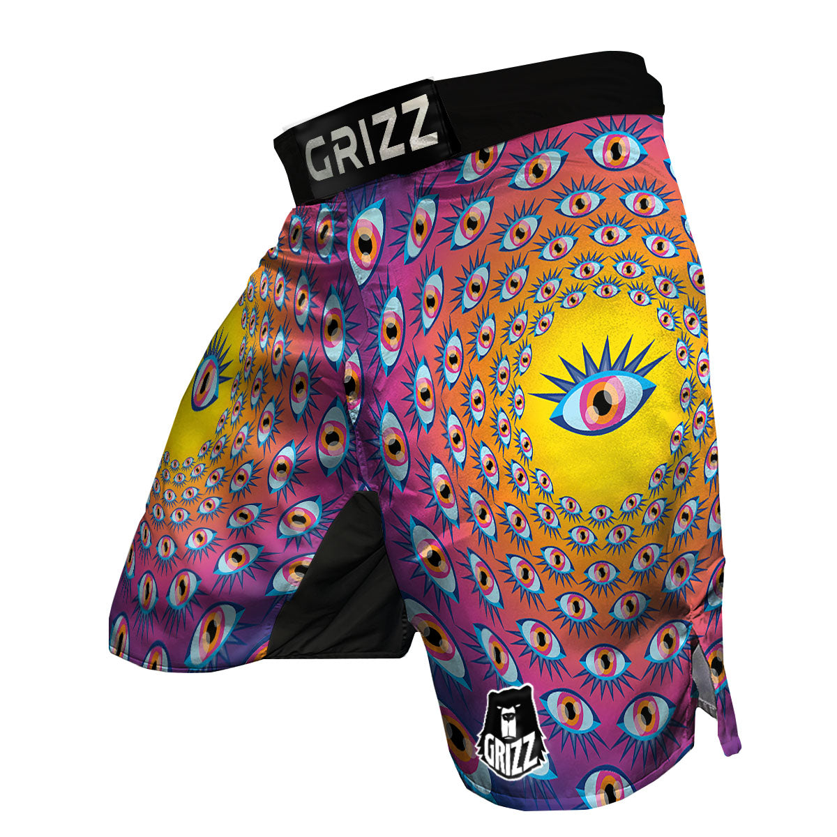 Trippy Psychedelic Eyes Print MMA Shorts-grizzshop