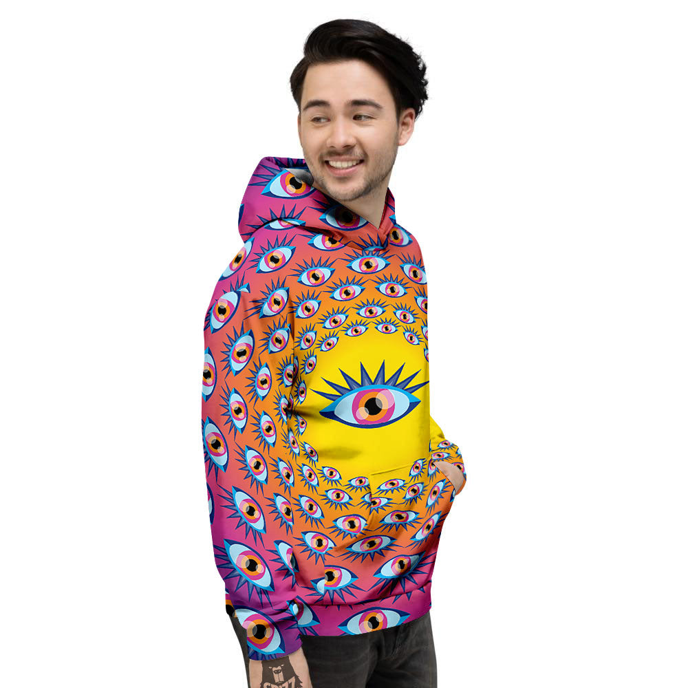 Trippy Psychedelic Eyes Print Men's Hoodie-grizzshop