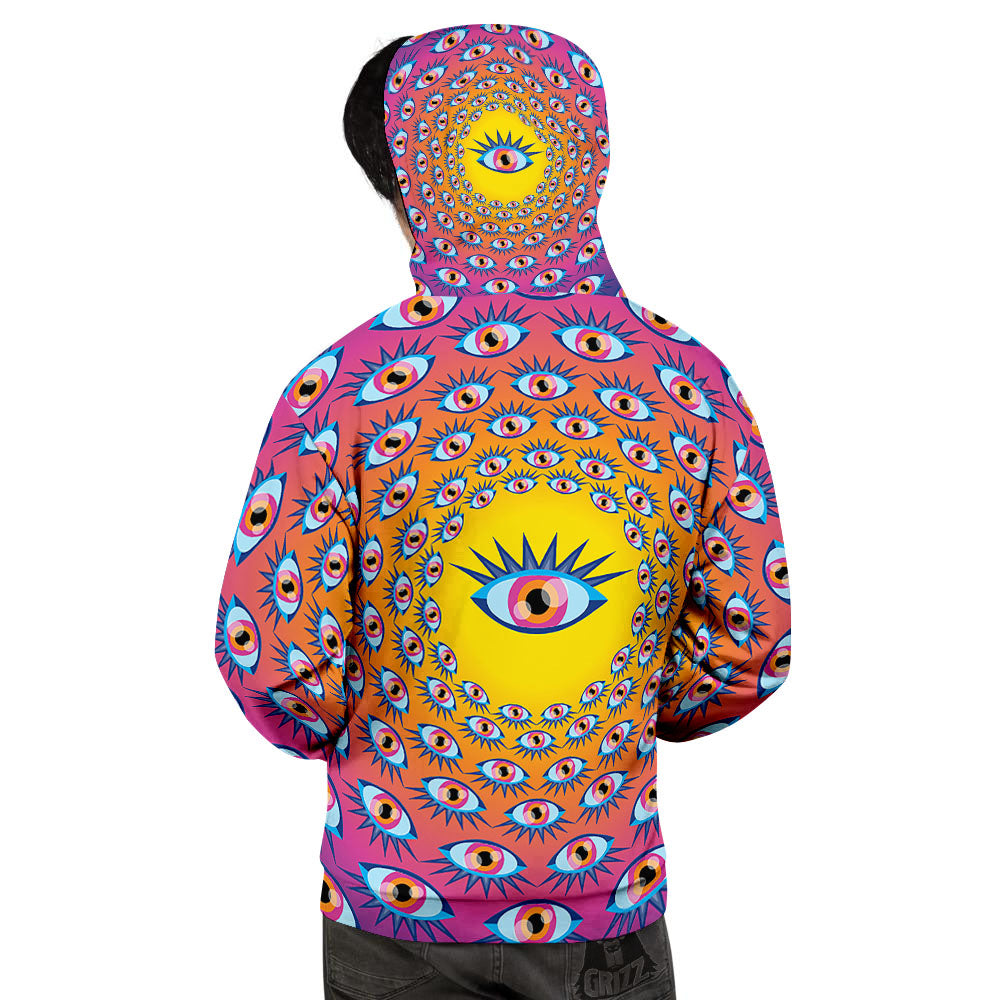 Trippy Psychedelic Eyes Print Men's Hoodie-grizzshop
