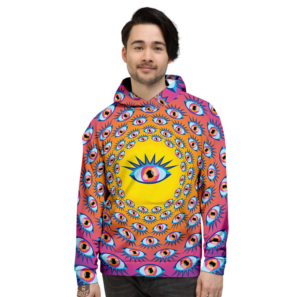 Trippy Psychedelic Eyes Print Men's Hoodie-grizzshop