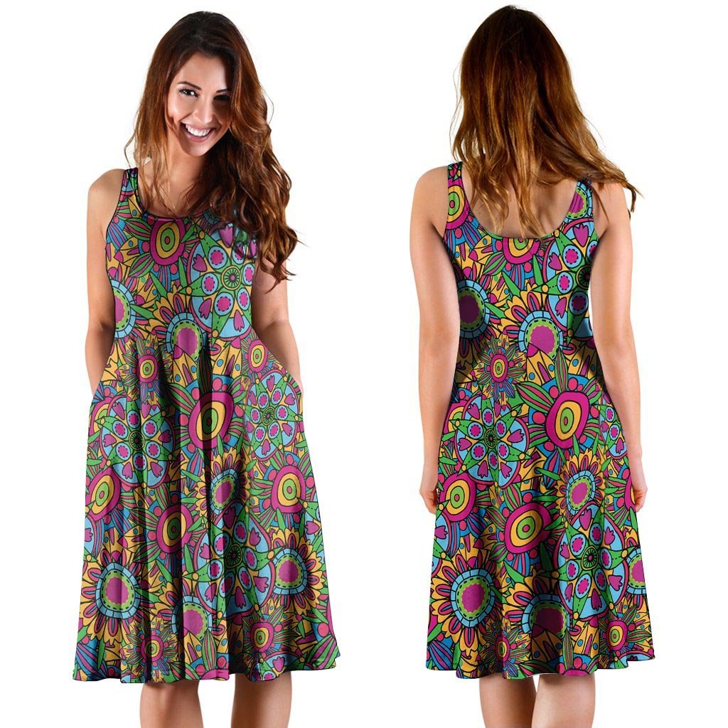 Trippy Psychedelic Floral Dress-grizzshop