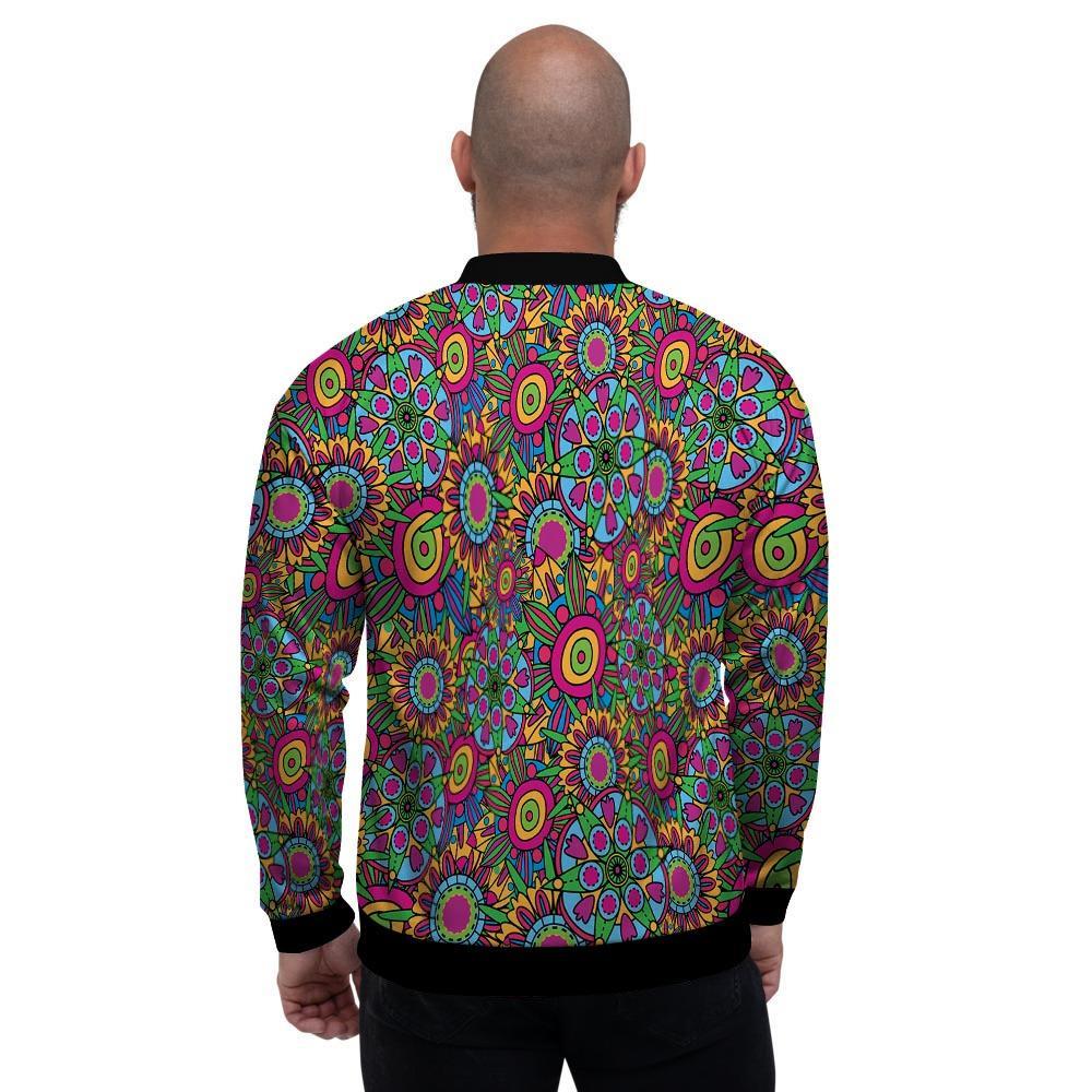 Trippy Psychedelic Floral Men's Bomber Jacket-grizzshop