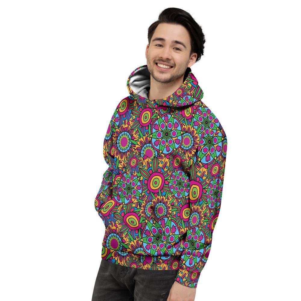 Trippy Psychedelic Floral Men's Hoodie-grizzshop
