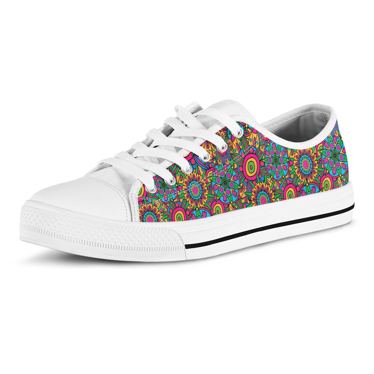 Trippy Psychedelic Floral Men's Low Top Shoes-grizzshop