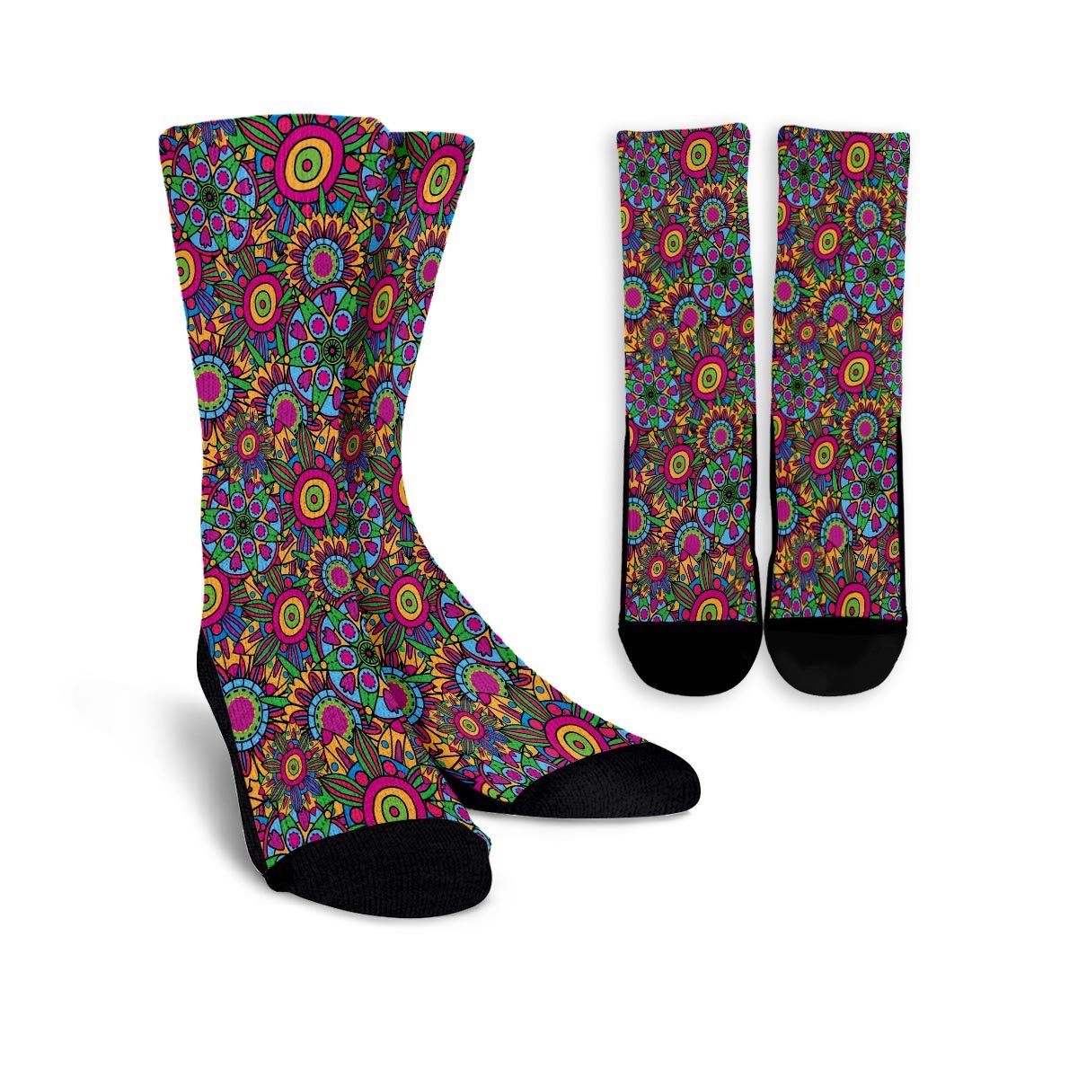 Trippy Psychedelic Floral Unisex Socks-grizzshop