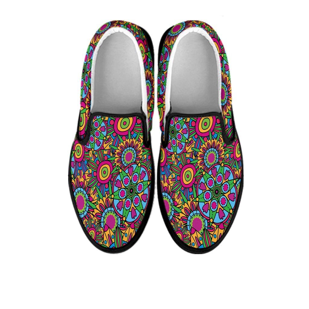 Trippy Psychedelic Floral Women's Slip On Sneakers-grizzshop