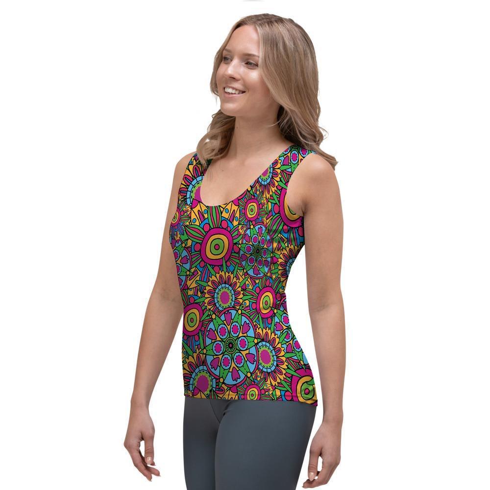 Trippy Psychedelic Floral Women's Tank Top-grizzshop