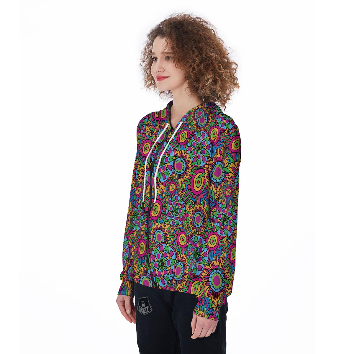 Trippy Psychedelic Floral Women's Zip Up Hoodie-grizzshop