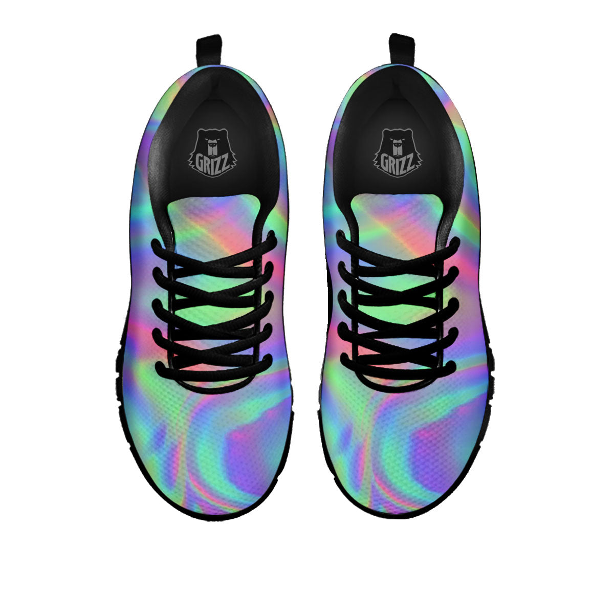 Trippy Psychedelic Holographic Print Black Sneaker-grizzshop