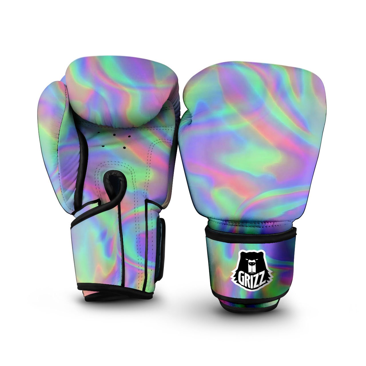 Trippy Psychedelic Holographic Print Boxing Gloves-grizzshop