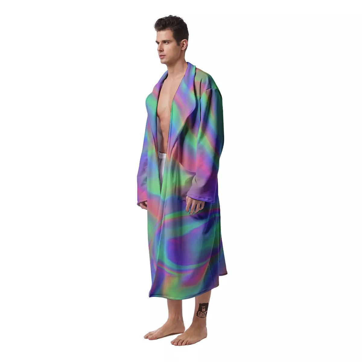 Trippy Psychedelic Holographic Print Men's Robe-grizzshop