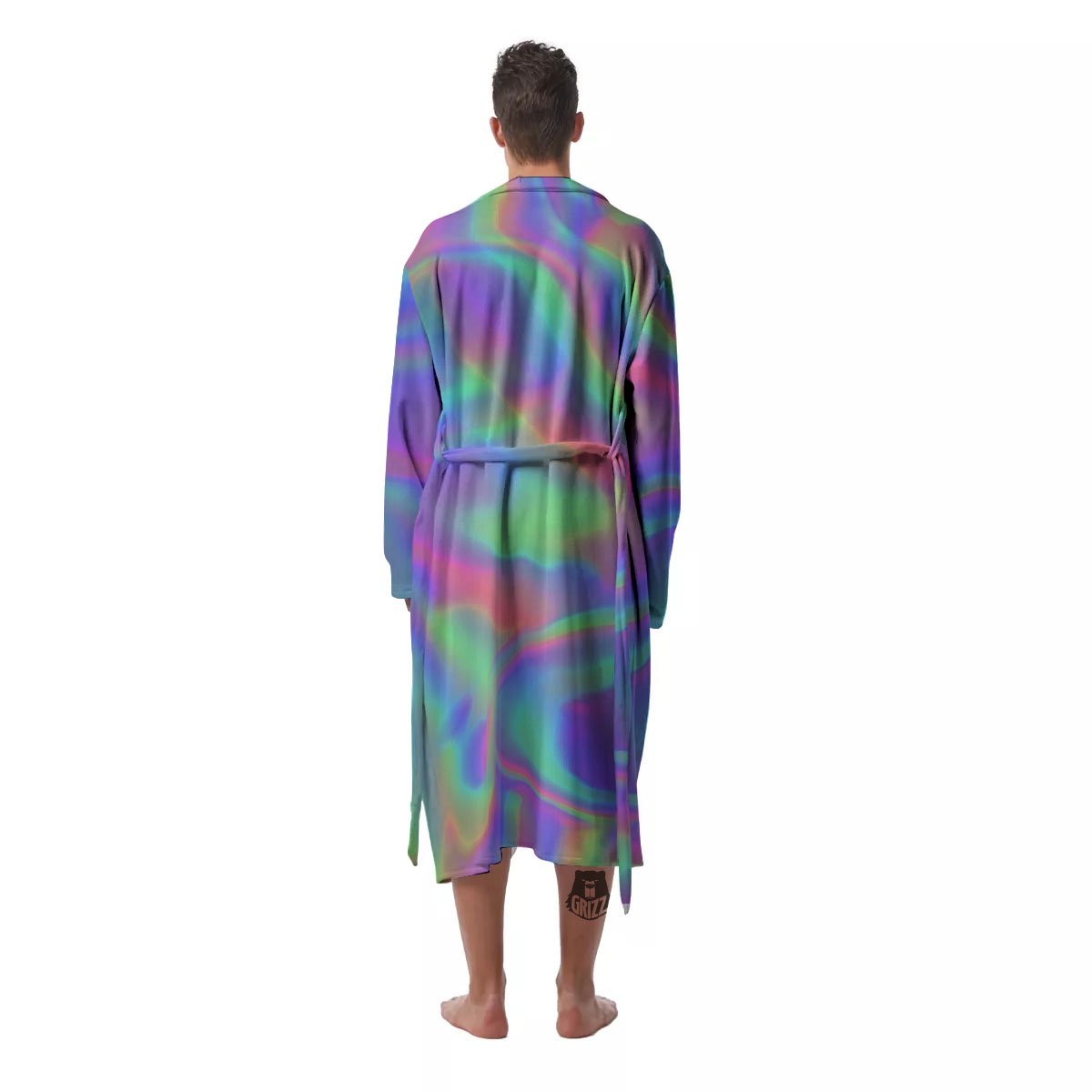 Trippy Psychedelic Holographic Print Men's Robe-grizzshop