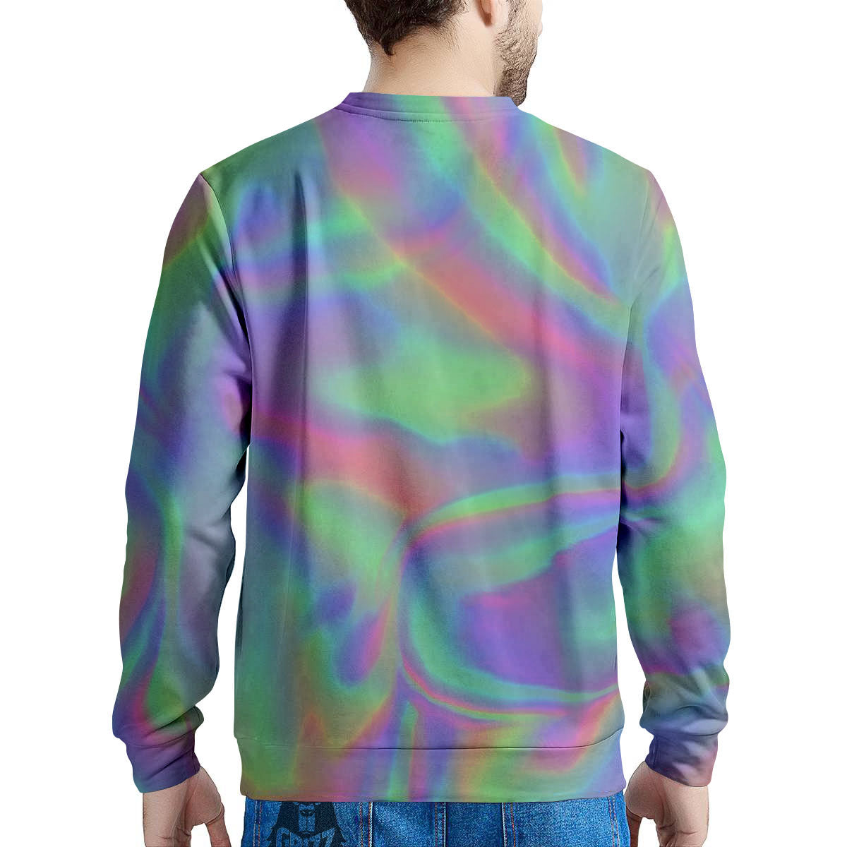 Trippy Psychedelic Holographic Print Men's Sweatshirt-grizzshop