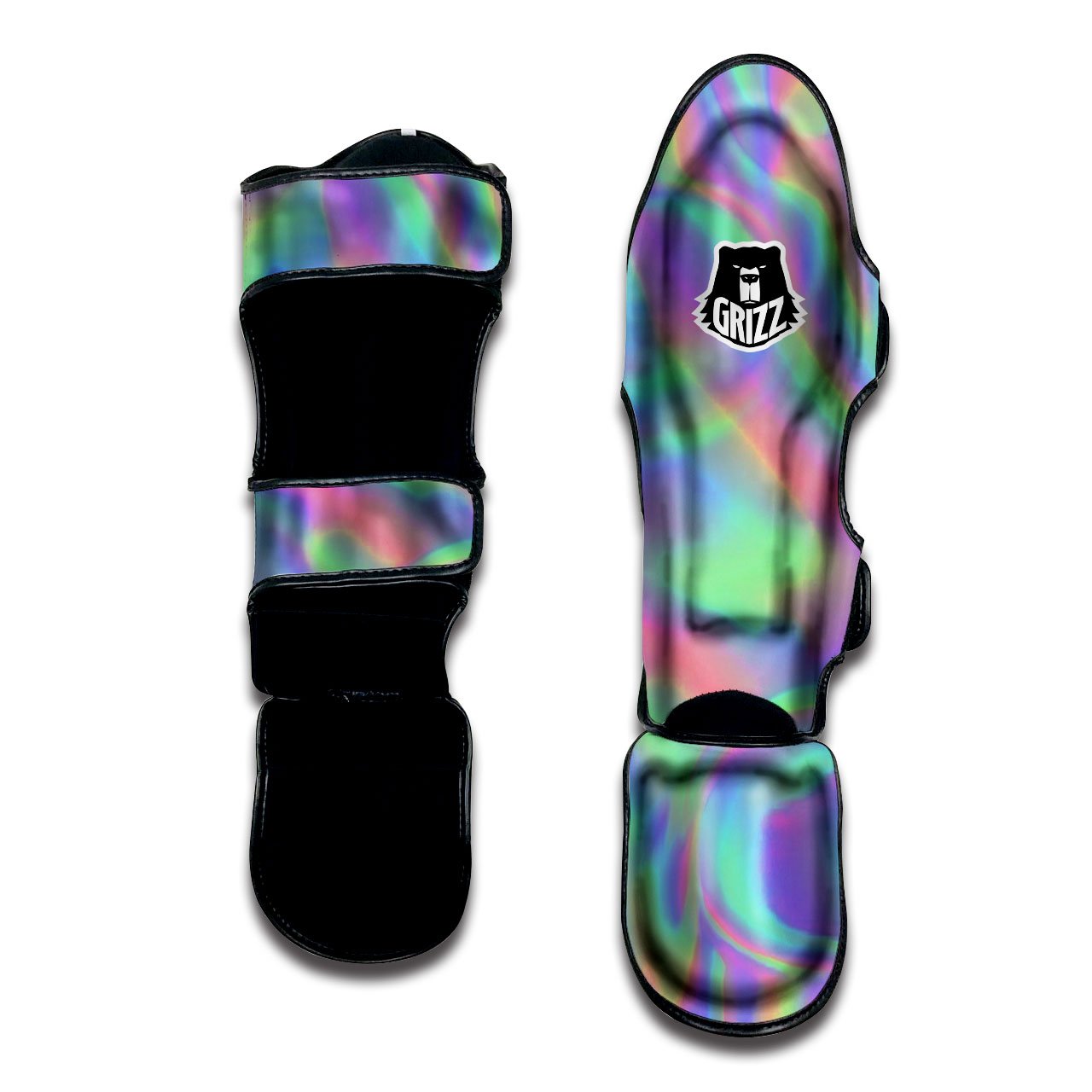 Trippy Psychedelic Holographic Print Muay Thai Shin Guards-grizzshop