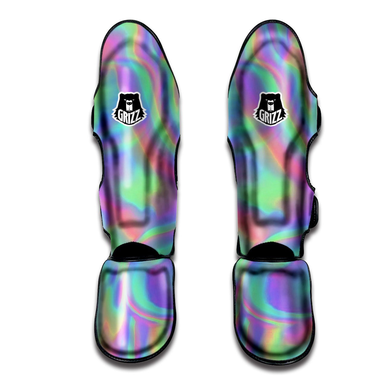 Trippy Psychedelic Holographic Print Muay Thai Shin Guards-grizzshop