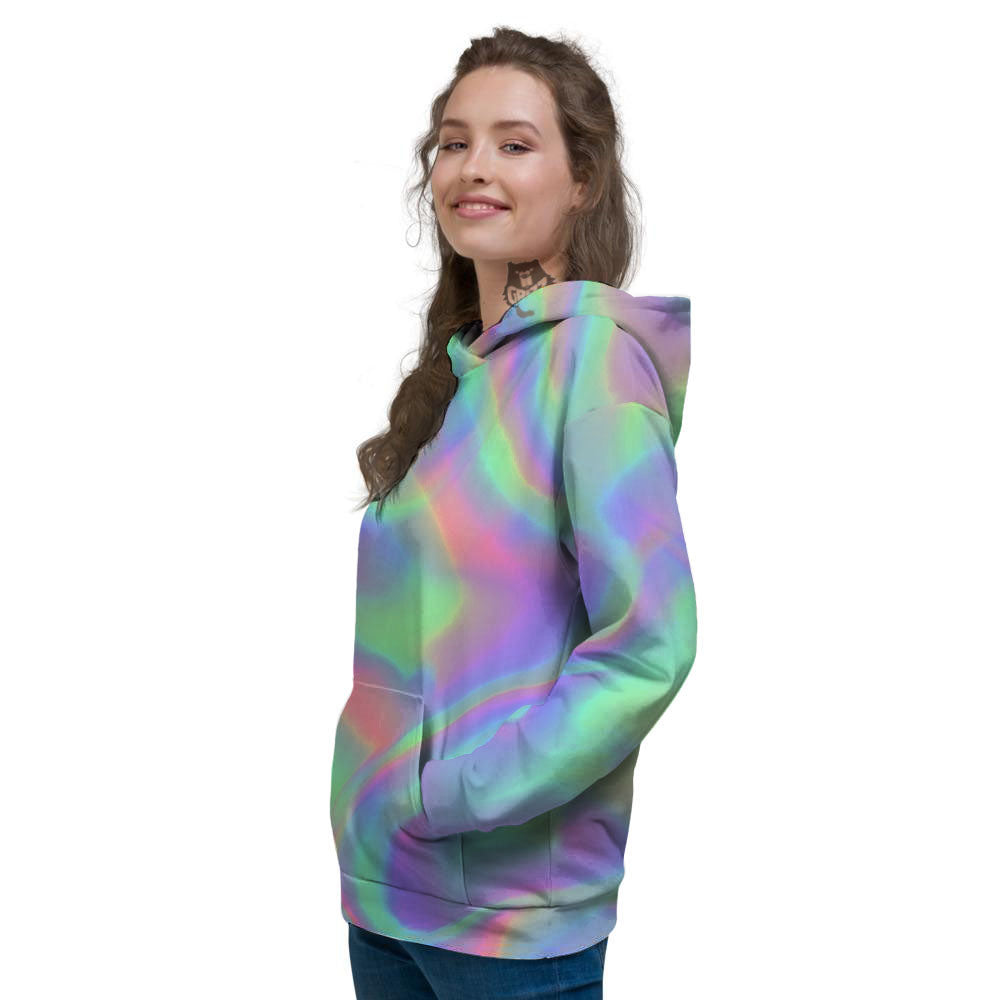 Trippy Psychedelic Holographic Print Women's Hoodie-grizzshop