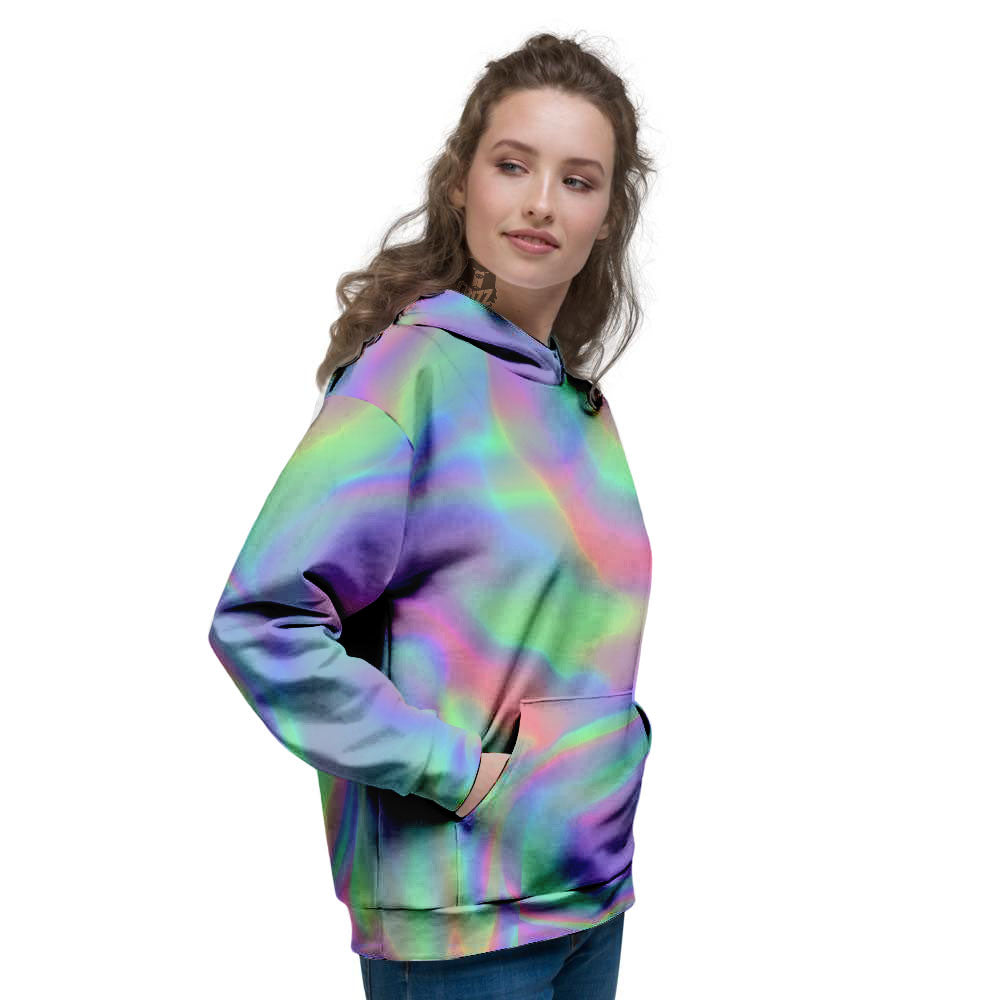 Trippy Psychedelic Holographic Print Women's Hoodie-grizzshop