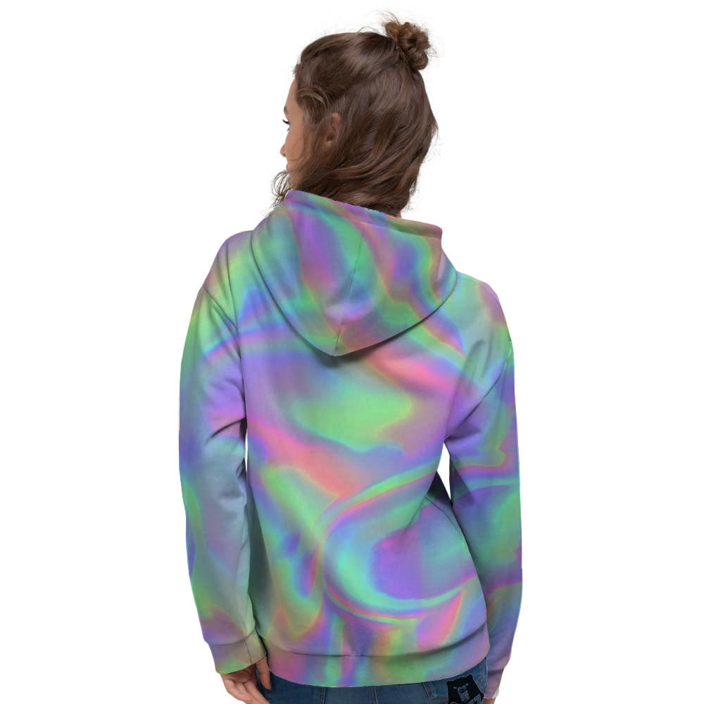 Trippy Psychedelic Holographic Print Women's Hoodie-grizzshop
