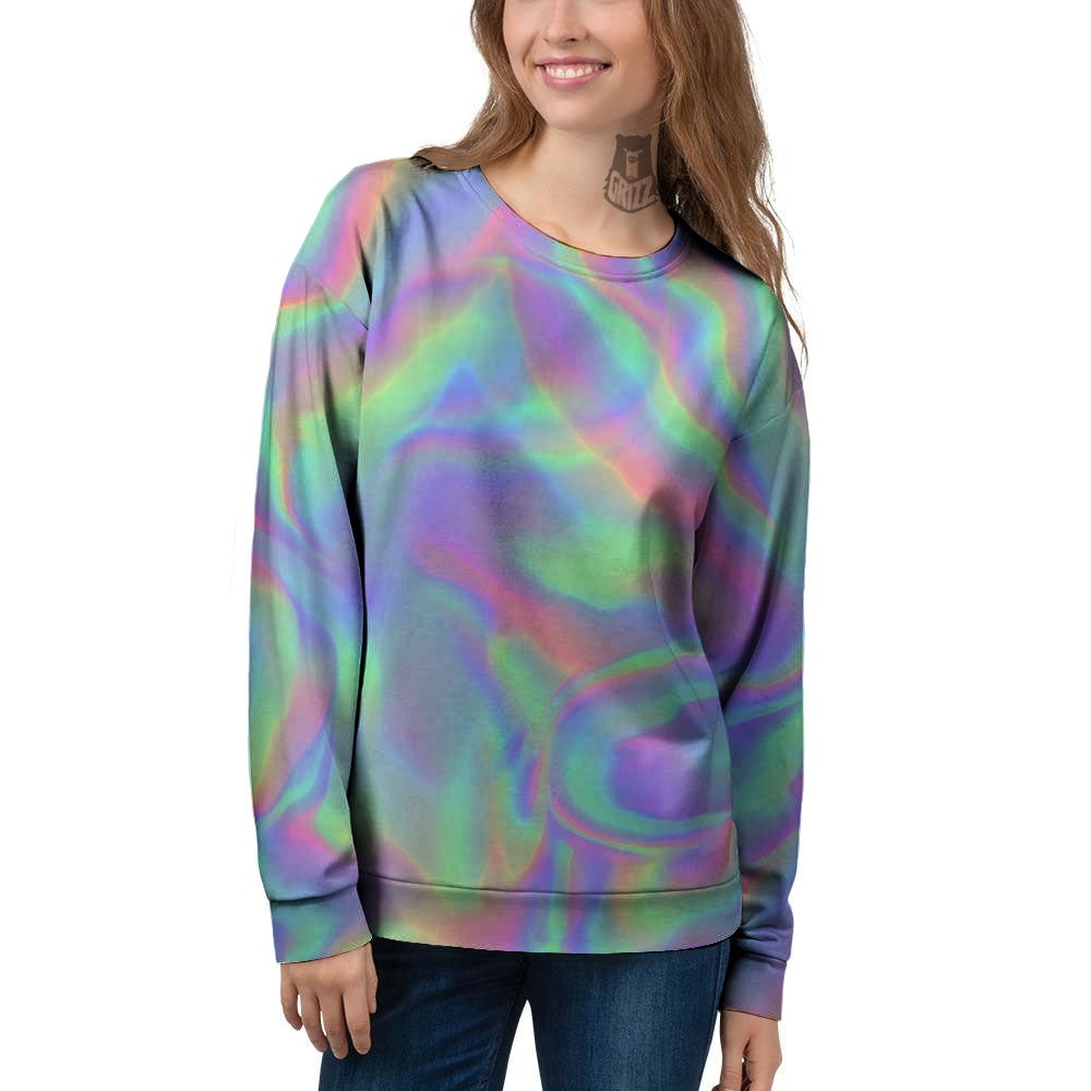Trippy Psychedelic Holographic Print Women's Sweatshirt-grizzshop