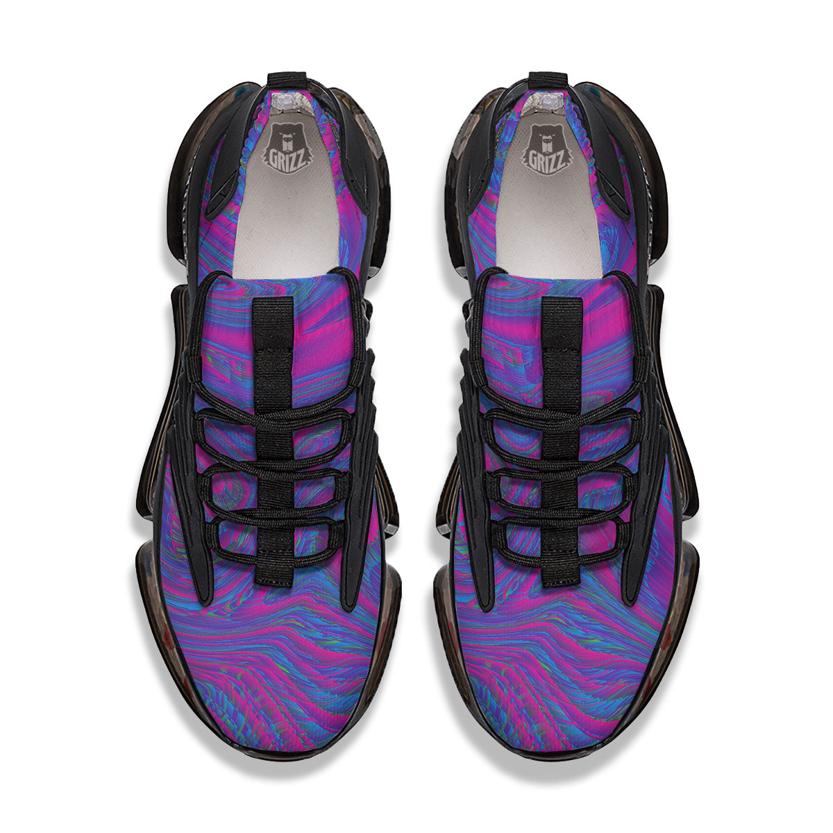Trippy Psychedelic Purple Print Black Gym Shoes-grizzshop