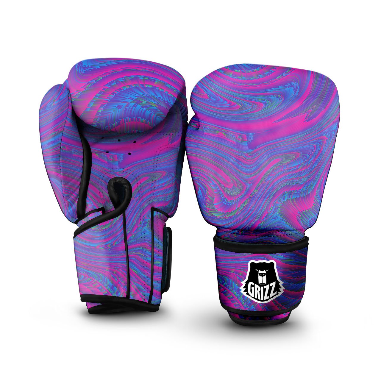 Trippy Psychedelic Purple Print Boxing Gloves-grizzshop