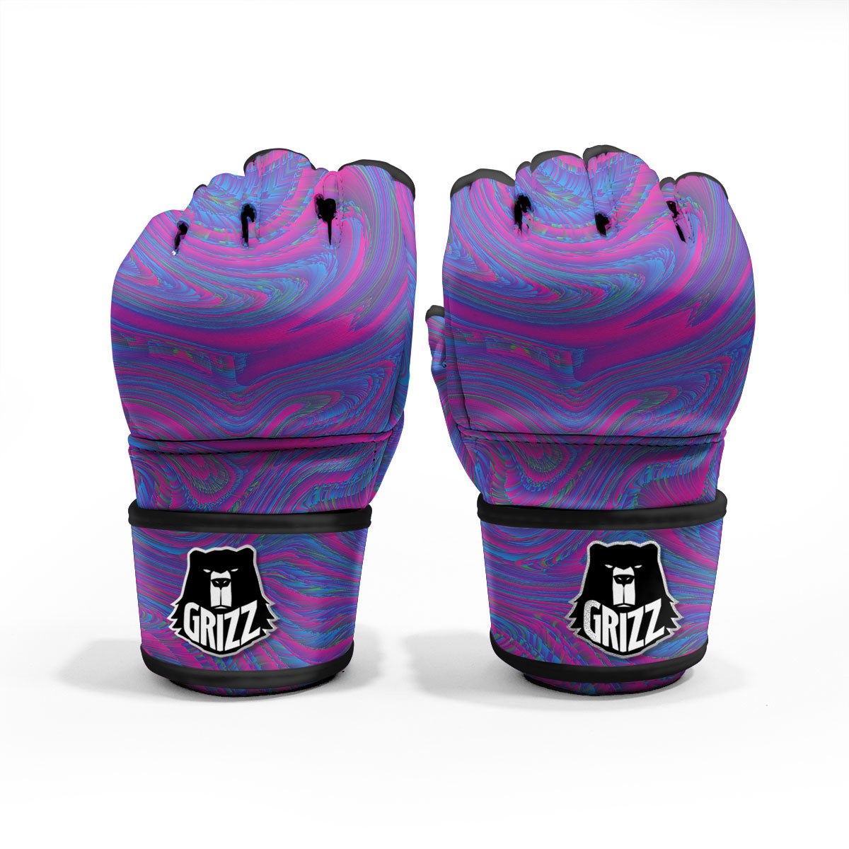 Trippy Psychedelic Purple Print MMA Gloves-grizzshop