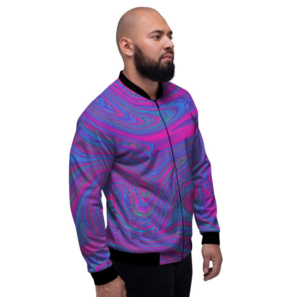 Trippy Psychedelic Purple Print Men's Bomber Jacket-grizzshop