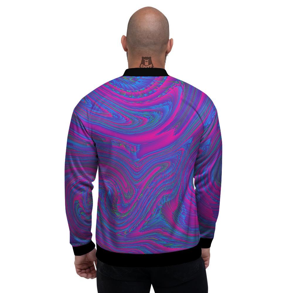 Trippy Psychedelic Purple Print Men's Bomber Jacket-grizzshop
