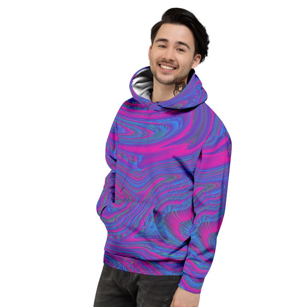 Trippy Psychedelic Purple Print Men's Hoodie-grizzshop