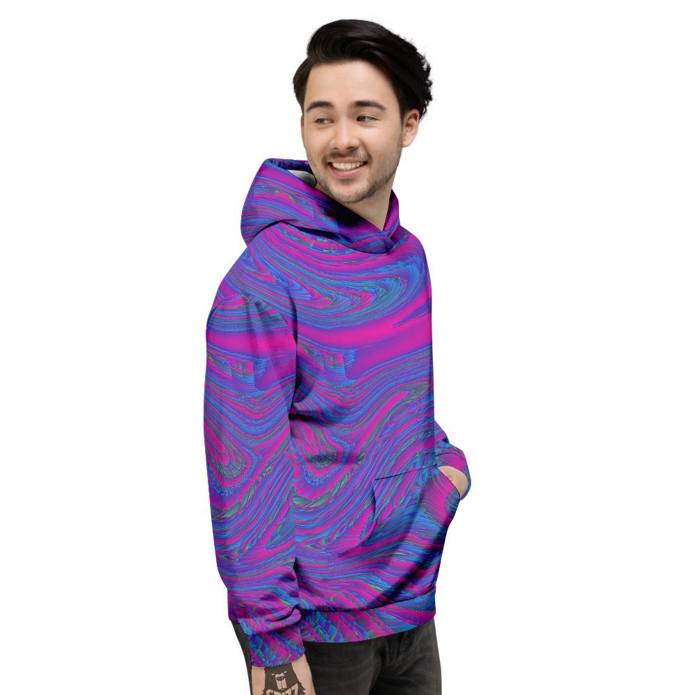 Trippy Psychedelic Purple Print Men's Hoodie-grizzshop