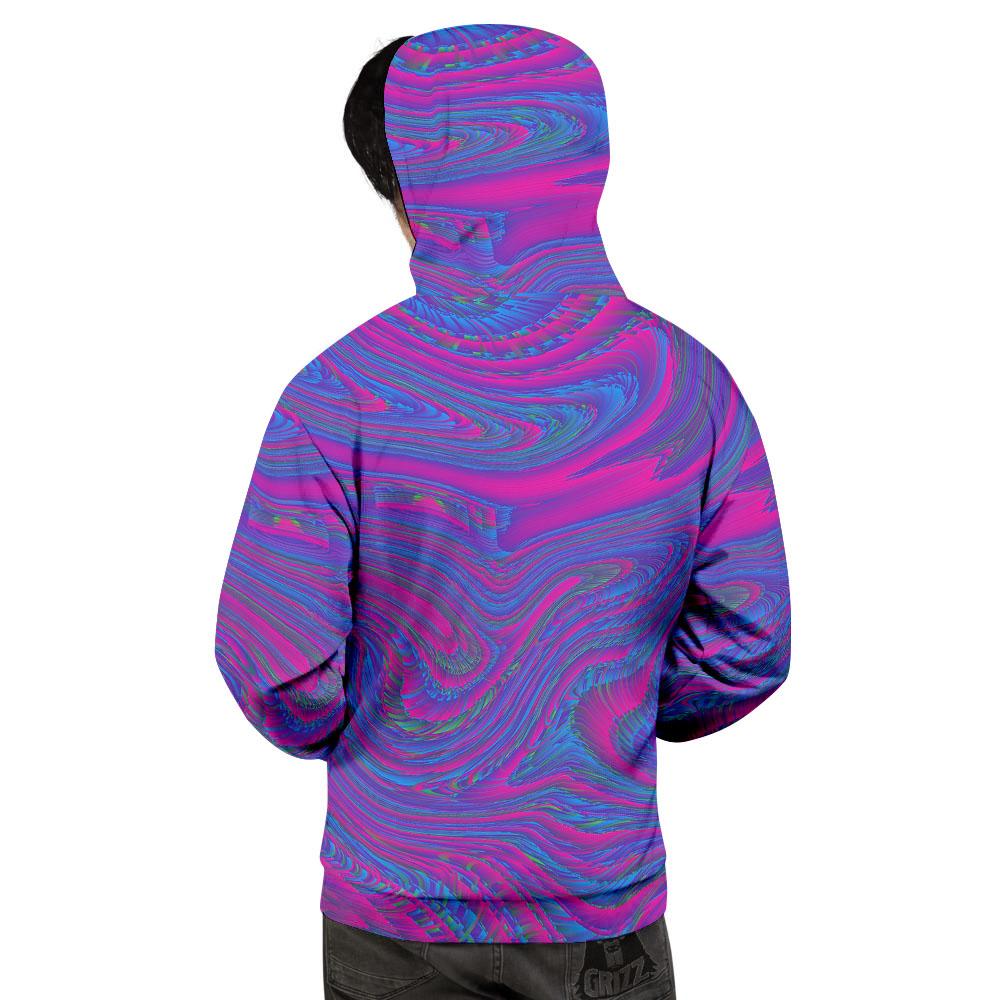 Trippy Psychedelic Purple Print Men's Hoodie-grizzshop