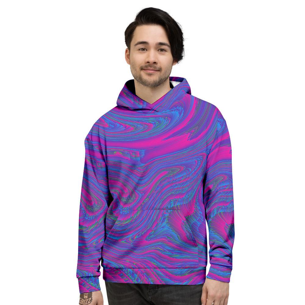 Trippy Psychedelic Purple Print Men's Hoodie-grizzshop