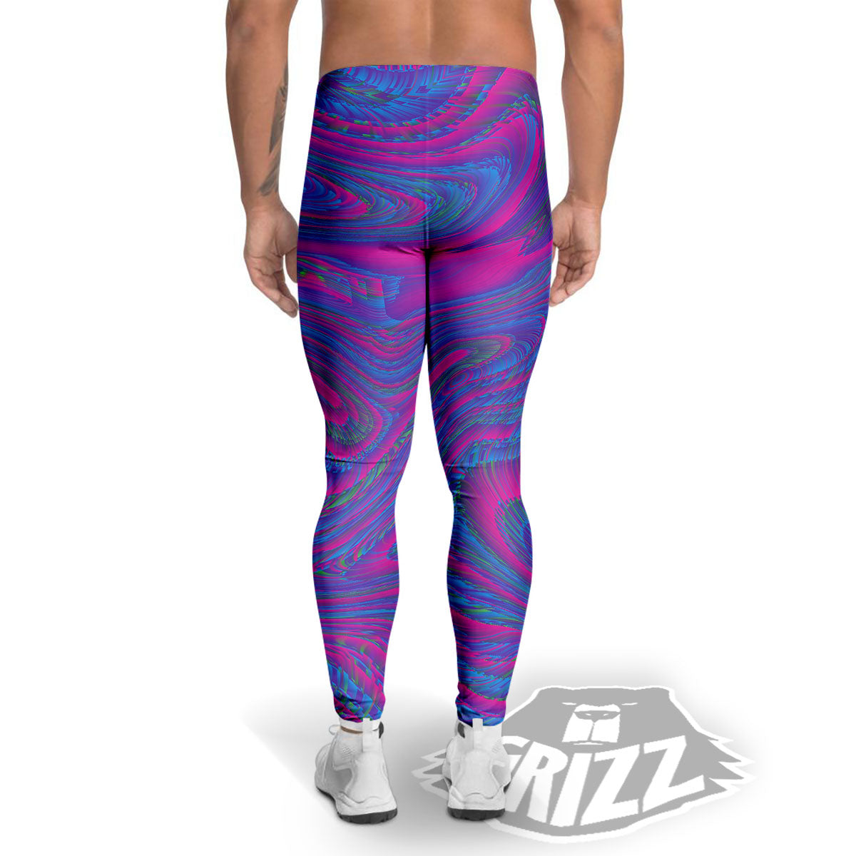 Trippy Psychedelic Purple Print Men's Leggings-grizzshop