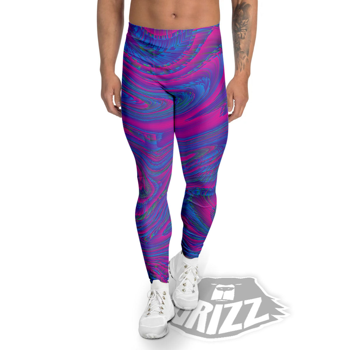Trippy Psychedelic Purple Print Men's Leggings-grizzshop