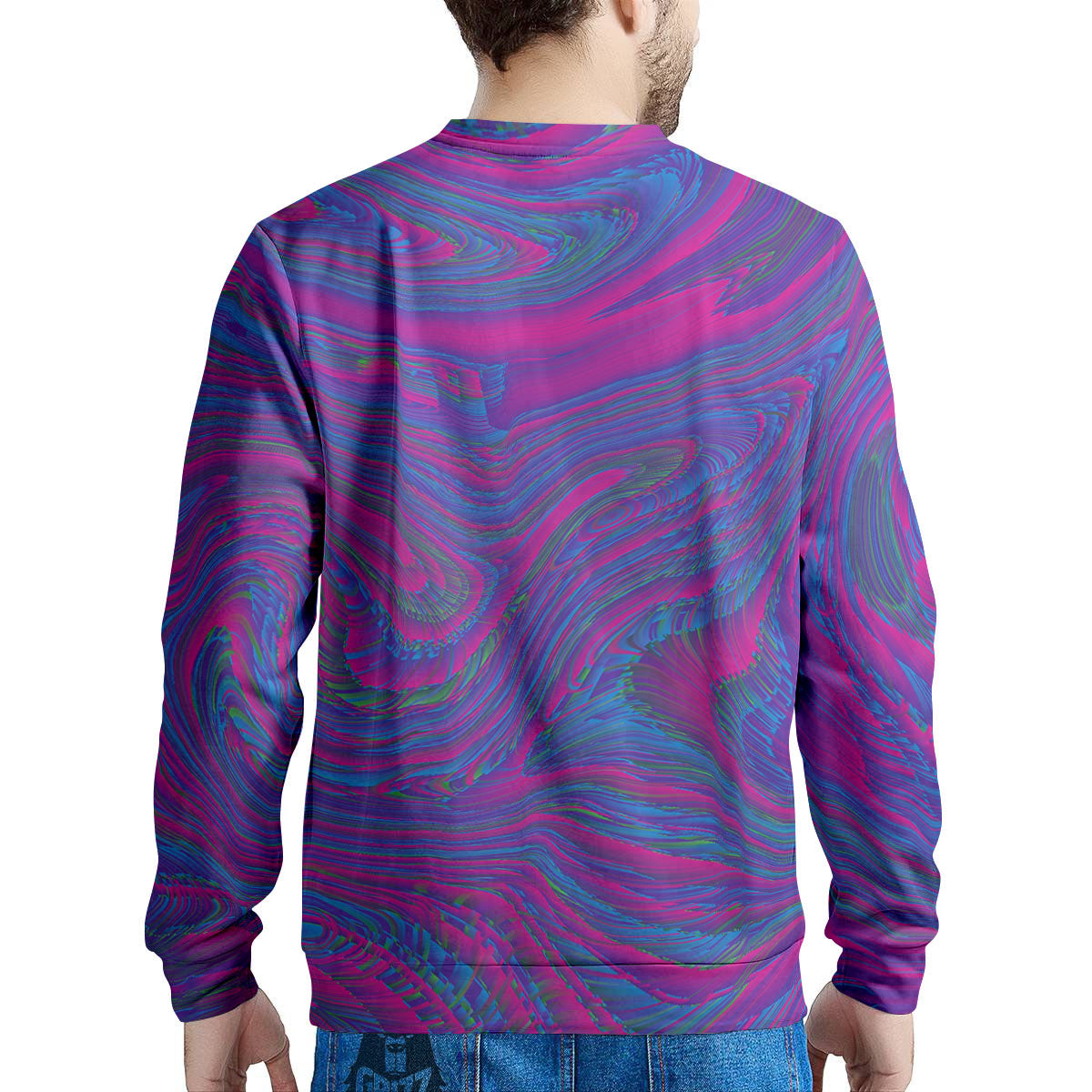 Trippy Psychedelic Purple Print Men's Sweatshirt-grizzshop