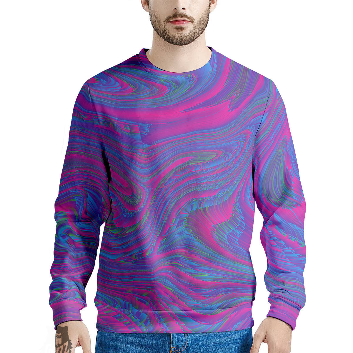 Trippy Psychedelic Purple Print Men's Sweatshirt-grizzshop