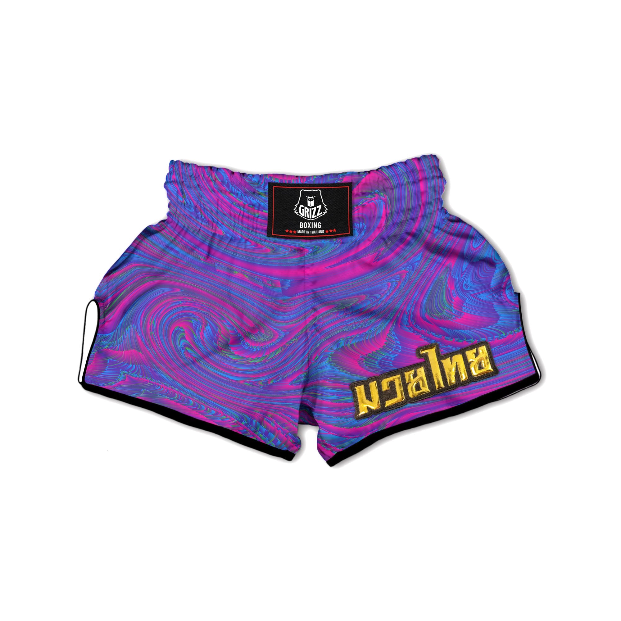 Trippy Psychedelic Purple Print Muay Thai Boxing Shorts-grizzshop