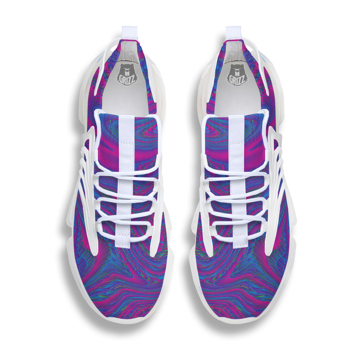 Trippy Psychedelic Purple Print White Gym Shoes-grizzshop